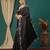 Black satin woven zari work saree with blouse