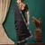 Black satin woven zari work saree with blouse