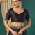 Black satin woven zari work saree with blouse