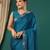 Light blue satin woven zari work saree with blouse