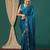 Light blue satin woven zari work saree with blouse