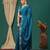 Light blue satin woven zari work saree with blouse