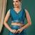 Light blue satin woven zari work saree with blouse