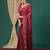 Maroon satin woven zari work saree with blouse