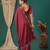 Maroon satin woven zari work saree with blouse