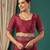 Maroon satin woven zari work saree with blouse