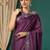 Magenta satin woven zari work saree with blouse