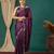 Magenta satin woven zari work saree with blouse
