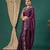 Magenta satin woven zari work saree with blouse