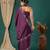 Magenta satin woven zari work saree with blouse