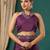 Magenta satin woven zari work saree with blouse