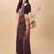 Brown satin embroidered zari work saree with blouse