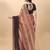 Brown satin embroidered zari work saree with blouse