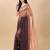 Brown satin embroidered zari work saree with blouse