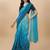 Light blue satin embroidered zari work saree with blouse