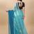 Light blue satin embroidered zari work saree with blouse