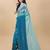 Light blue satin embroidered zari work saree with blouse