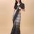 Grey satin embroidered zari work saree with blouse