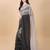 Grey satin embroidered zari work saree with blouse
