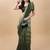 Dark green satin embroidered zari work saree with blouse