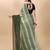 Dark green satin embroidered zari work saree with blouse