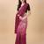 Maroon satin embroidered zari work saree with blouse