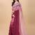 Maroon satin embroidered zari work saree with blouse
