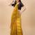 Mustard satin embroidered zari work saree with blouse