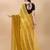 Mustard satin embroidered zari work saree with blouse