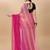 Pink satin embroidered zari work saree with blouse