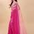 Pink satin embroidered zari work saree with blouse