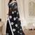 Black chanderi printed zari work saree with blouse