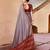 Grey blended cotton woven zari work saree with blouse