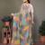 Grey georgette printed zari work saree with blouse