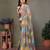 Grey georgette printed zari work saree with blouse