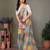 Grey georgette printed zari work saree with blouse