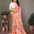 Orange georgette printed zari work saree with blouse