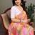 Orange georgette printed zari work saree with blouse