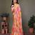 Orange georgette printed zari work saree with blouse