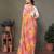 Orange georgette printed zari work saree with blouse