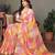 Orange georgette printed zari work saree with blouse