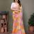 Pink georgette printed zari work saree with blouse