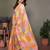Pink georgette printed zari work saree with blouse