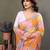 Pink georgette printed zari work saree with blouse