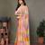 Pink georgette printed zari work saree with blouse
