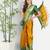 Orange jacquard woven zari work saree with blouse