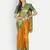 Orange jacquard woven zari work saree with blouse