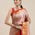 Pink blended cotton woven zari work saree with blouse