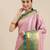 Pink blended cotton woven zari work saree with blouse