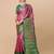 Pink organza woven zari work saree with blouse